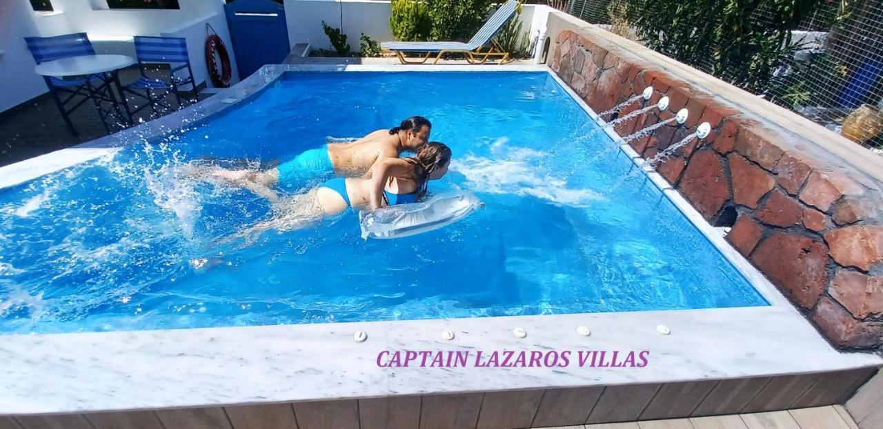 Located By The Sea One Beachfront Private Captain Lazaros Pool Villa With Loft In 750Sqm Spacious Private Plot-Jacuzzi-Sunrelax-Furnished Terace-Gazebo-Private Parking,Sleep 3 Adults And 2 Children, Just Steps From The Black Beach-Seaview Períssa Eksteriør bilde