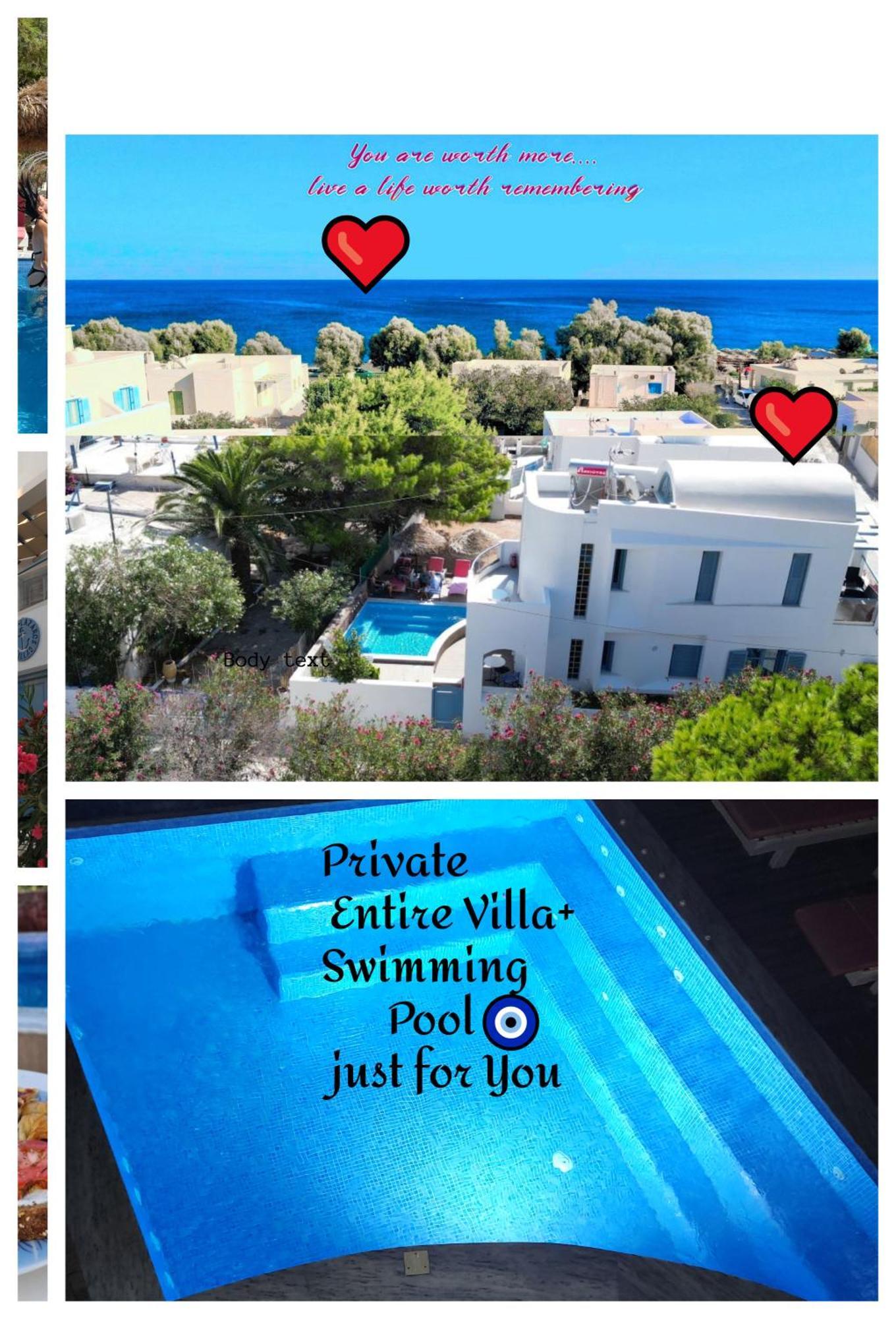 Located By The Sea One Beachfront Private Captain Lazaros Pool Villa With Loft In 750Sqm Spacious Private Plot-Jacuzzi-Sunrelax-Furnished Terace-Gazebo-Private Parking,Sleep 3 Adults And 2 Children, Just Steps From The Black Beach-Seaview Períssa Eksteriør bilde